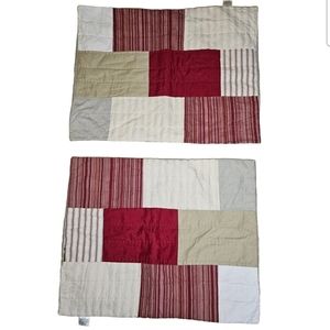 2 Woolrich Standard Pillow Shams Quilted Patchwork Red Plaid Corduroy Covers